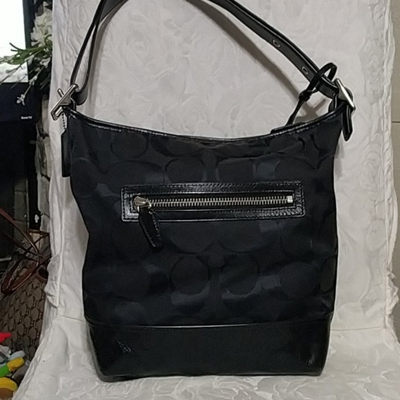 Coach bucket signature blk bag canvas and Leather - Picture 4 of 13